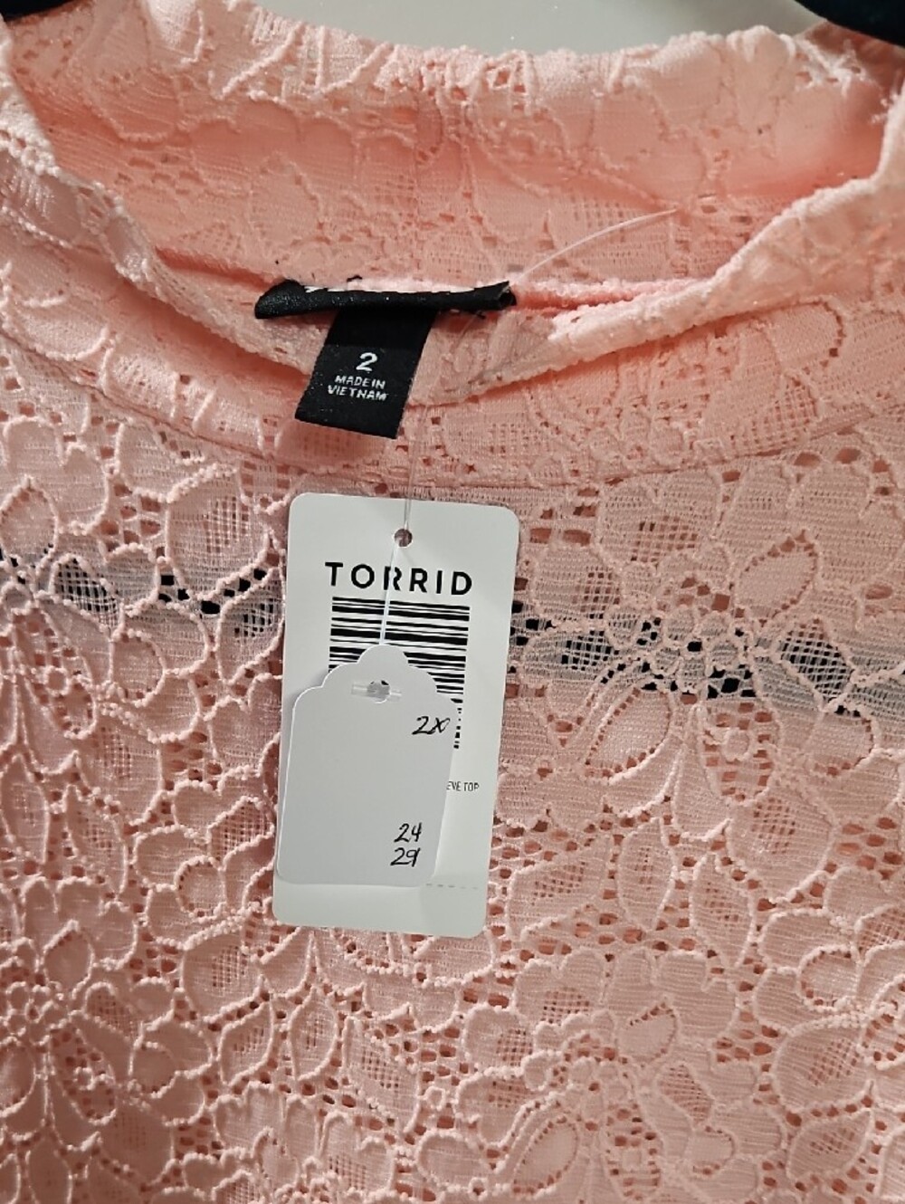torrid Pink Lace Long-Sleeve Blouse - Picture 2 of 3